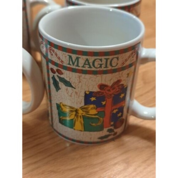 Signature Holiday Classics Ceramic Mugs Cups 79250 Under The Tree Set of 4 - Picture 8 of 11